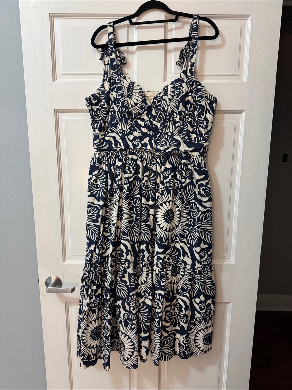 Navy and White Floral Midi Sundress - Women